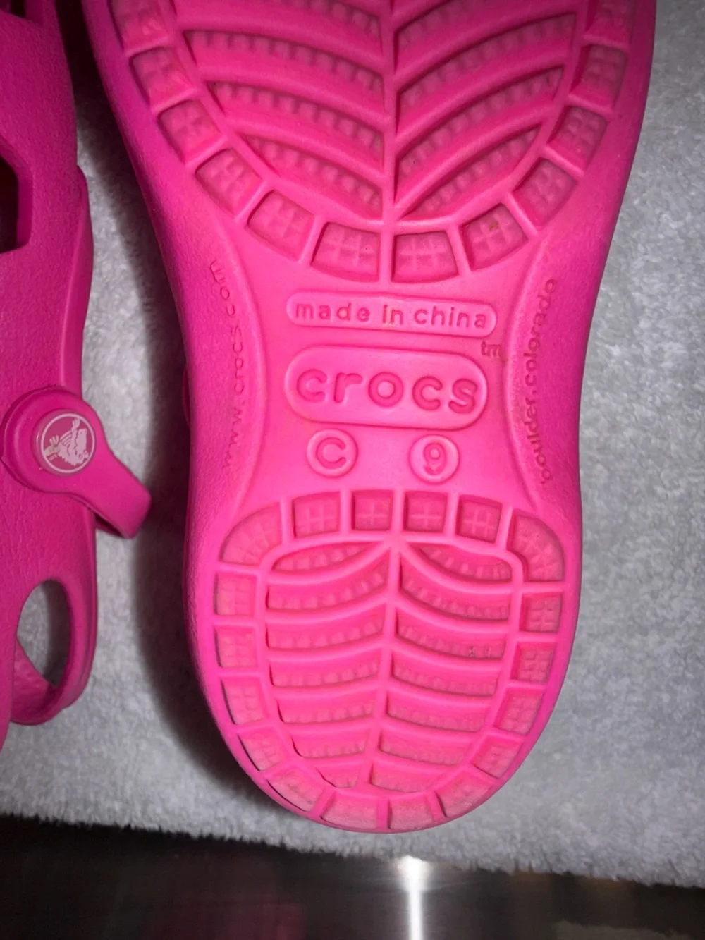 Girls Crocs Pink Clog Shoes with Backstrap Size C9